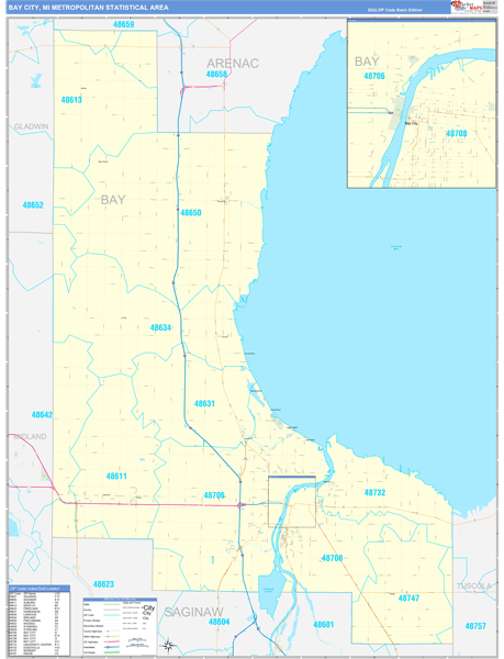 Bay City Metro Area Wall Map